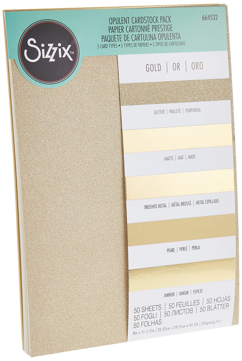 Sizzix, Gold, Surfacez-Opulent Cardstock , 50 Pack, 8x11.5 inches - Image 1